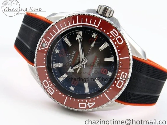 0313 Premium SEAMASTER PLANET OCEAN 6000M ULTRA DEEP 45.5MM SS TF 1:1 BEST EDITION GRAY DIAL ORANGE BEZEL ON RUBBER STRAP A 7761